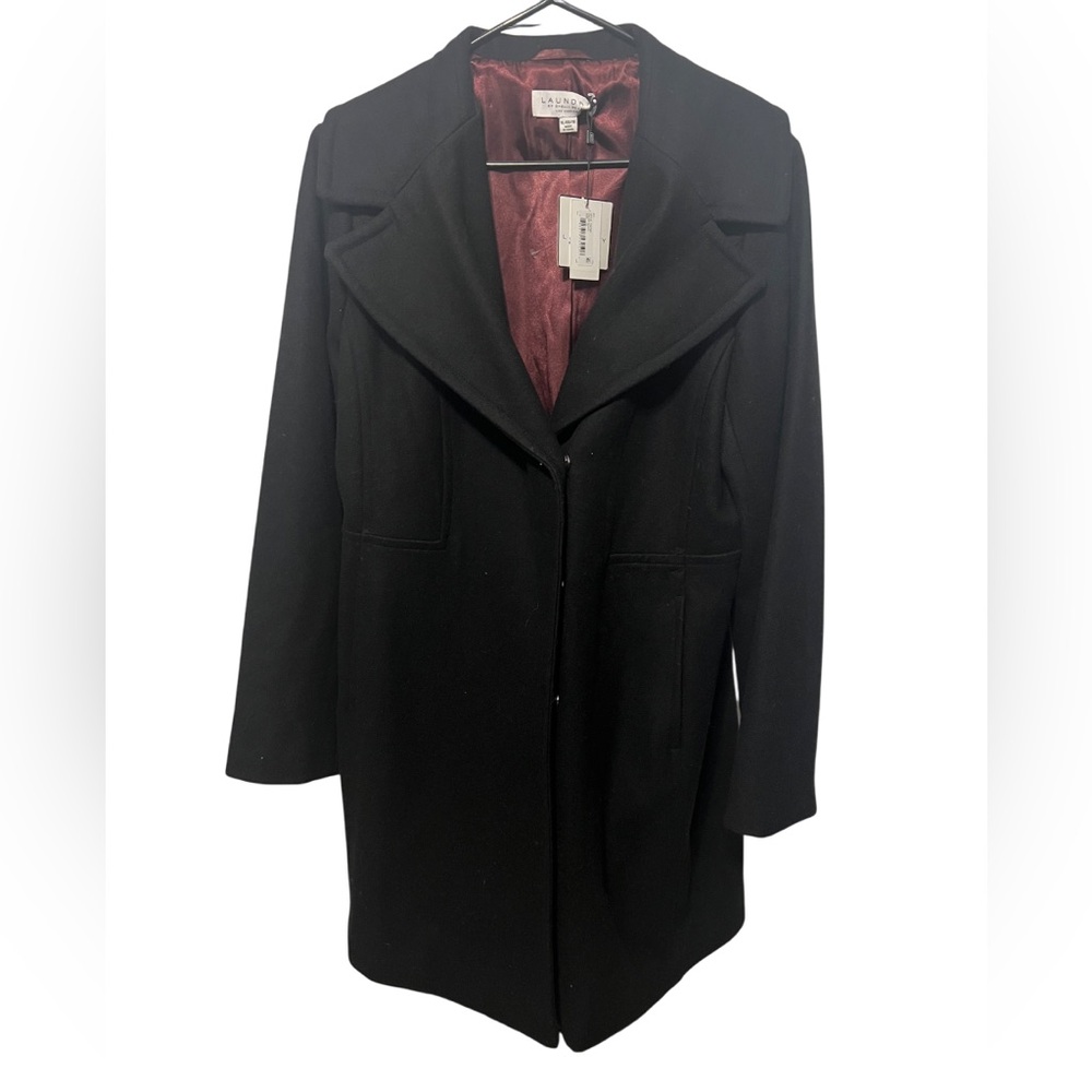 NWT laundry by Shelli segal wool blend‎ hidden button black coat